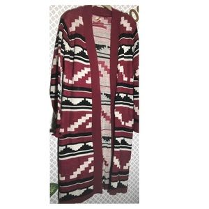 Aztec Large 12/14 Midi Open Cardigan Sweater
